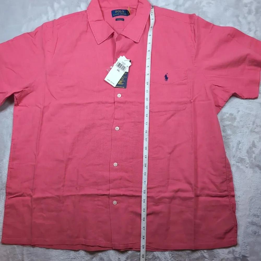 Polo Ralph Lauren Linen Blend Classic Fit Sport Shirt Mens XXL Red NWT NEW